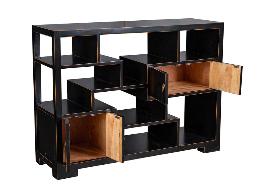 Bibliothèque Chinoise Étagère Ouverte Onyx Noir - Orientique Collection L108xP35xH80cm