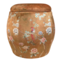 Pouf de Rangement Rond en Velours avec Couvercle Marron Taupe Oiseaux D43xH43cm