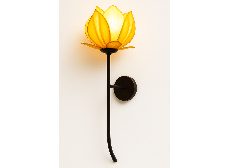 Chinese Wall Lamp Lotus Silk Yellow W30xD33xH102cm