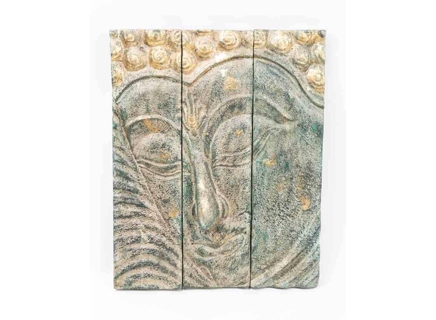 Buddha Wooden Panel Handcarved 3D Wall Decor W41xH51cm