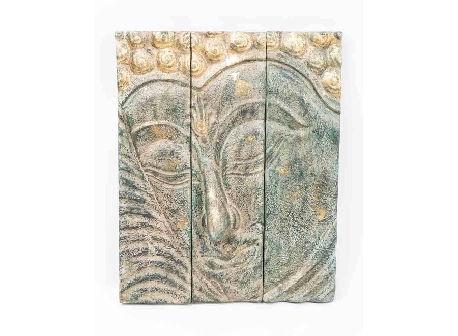 Buddha Wooden Panel Handcarved 3D Wall Decor W41xH51cm