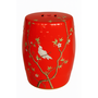 Ceramic Garden Stool Red Parrots Handmade - Kaelin D30xH45cm