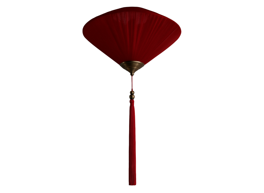 Chinese Lamp Burgundy Red Silk D50xH30cm