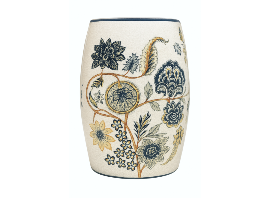 Ceramic Garden Stool Vintage Botanic Handmade - Noud D30xH45cm