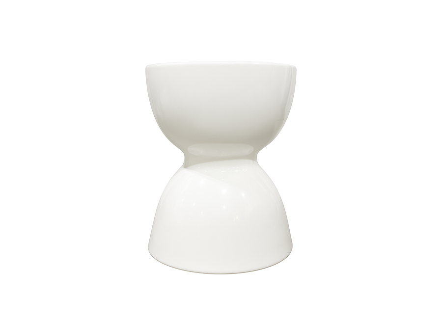 Tabouret Céramique Blanc Fait Main - Naida D33xH46cm