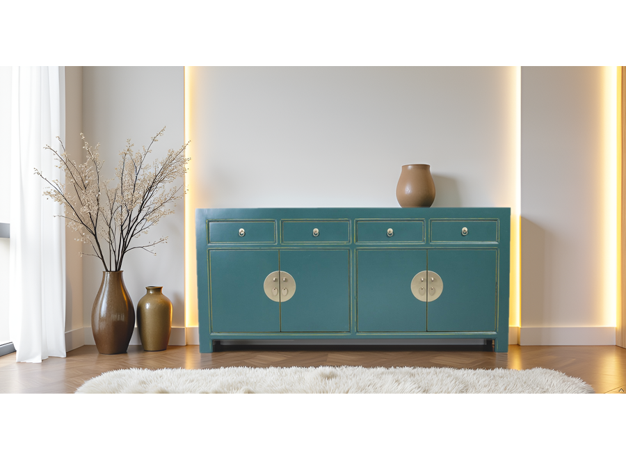 Chinese Sideboard Teal Blue W180xD40xH85cm