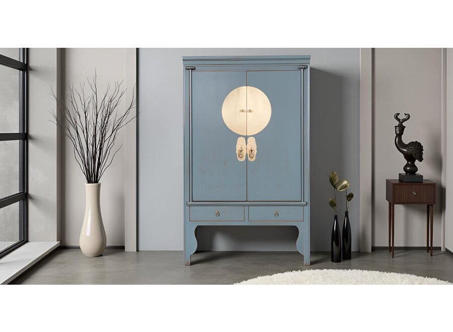 Armadio Nuziale Cinese Grigio Blu Artico - Orientique Collezione L100xP55xA175cm