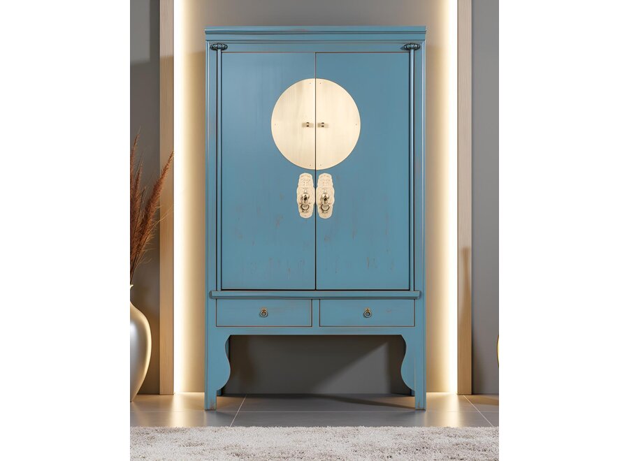 Armadio Nuziale Cinese Grigio Blu Artico - Orientique Collezione L100xP55xA175cm
