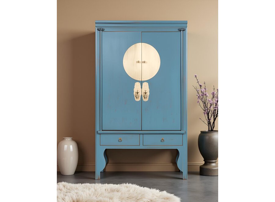 Armadio Nuziale Cinese Grigio Blu Artico - Orientique Collezione L100xP55xA175cm