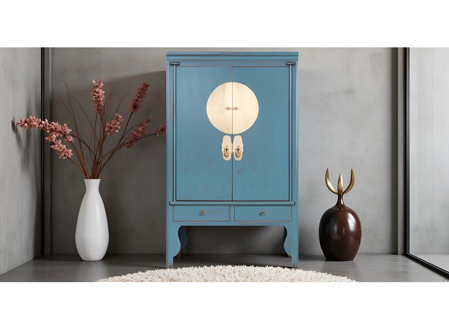 Chinesischer Hochzeitsschrank Arktisch Blaugrau - Orientique Kollektion B100xT55xH175cm