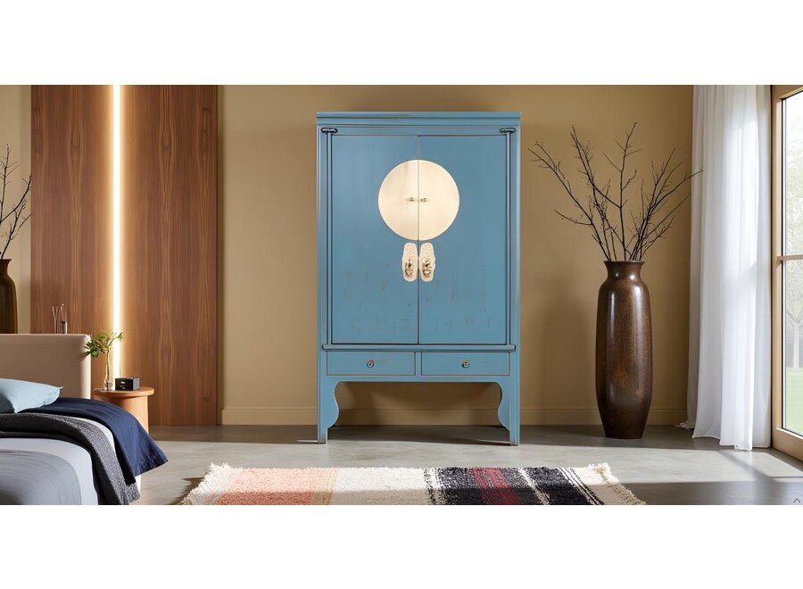 Armadio Nuziale Cinese Grigio Blu Artico - Orientique Collezione L100xP55xA175cm