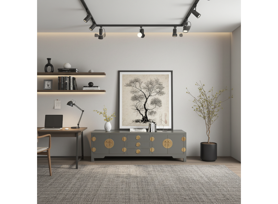 Chinese TV Cabinet Olive Grey - Orientique Collection W175xD47xH54cm