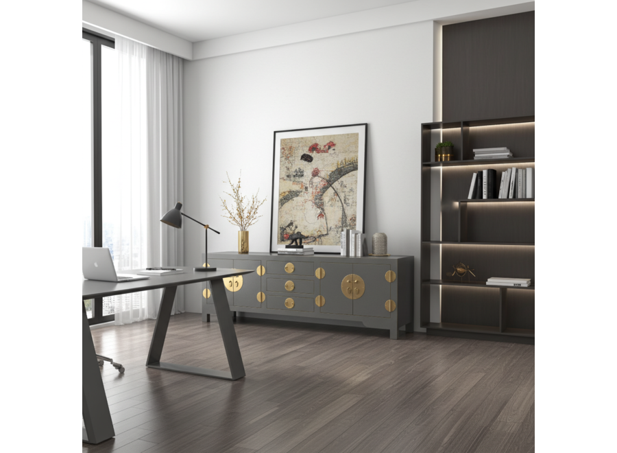 Chinese TV Cabinet Olive Grey - Orientique Collection W175xD47xH54cm