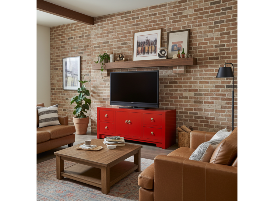 Mueble TV Chino Lucky Rojo - Orientique Colección An106xP45xAl46cm