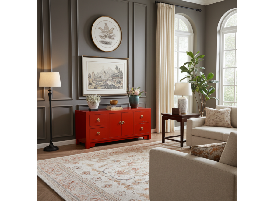 Mueble TV Chino Lucky Rojo - Orientique Colección An106xP45xAl46cm