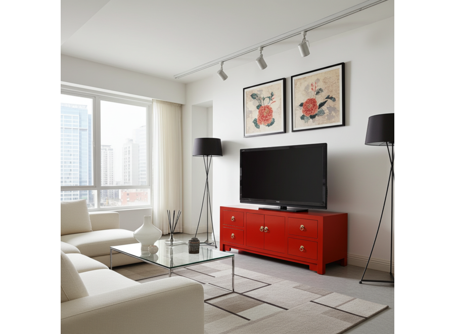 Mueble TV Chino Lucky Rojo - Orientique Colección An106xP45xAl46cm