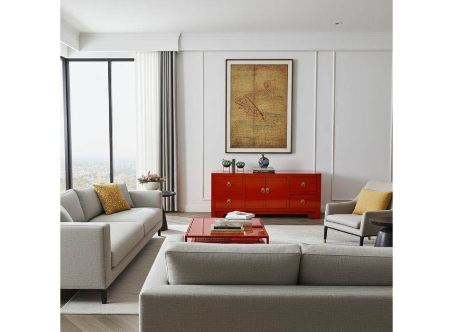 Mueble TV Chino Lucky Rojo - Orientique Colección An106xP45xAl46cm