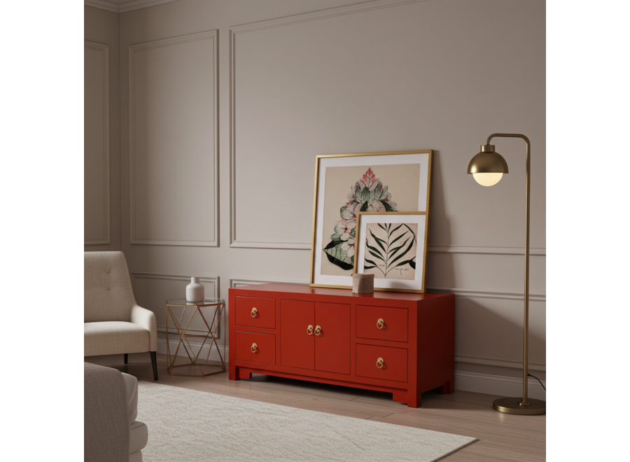 Mueble TV Chino Lucky Rojo - Orientique Colección An106xP45xAl46cm