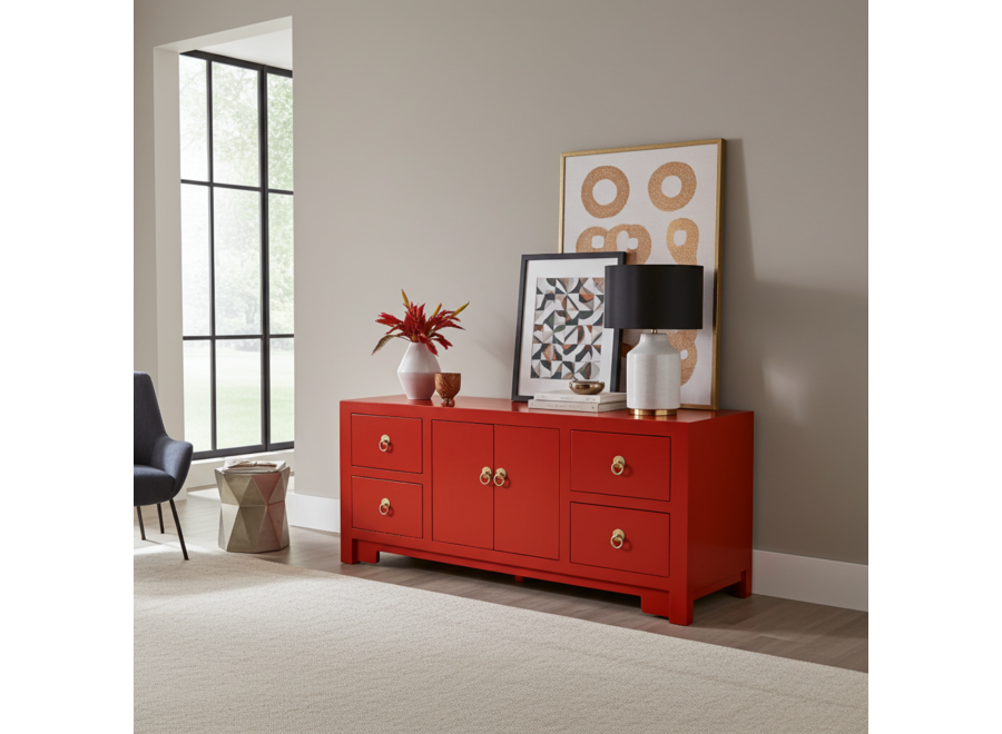 Mueble TV Chino Lucky Rojo - Orientique Colección An106xP45xAl46cm