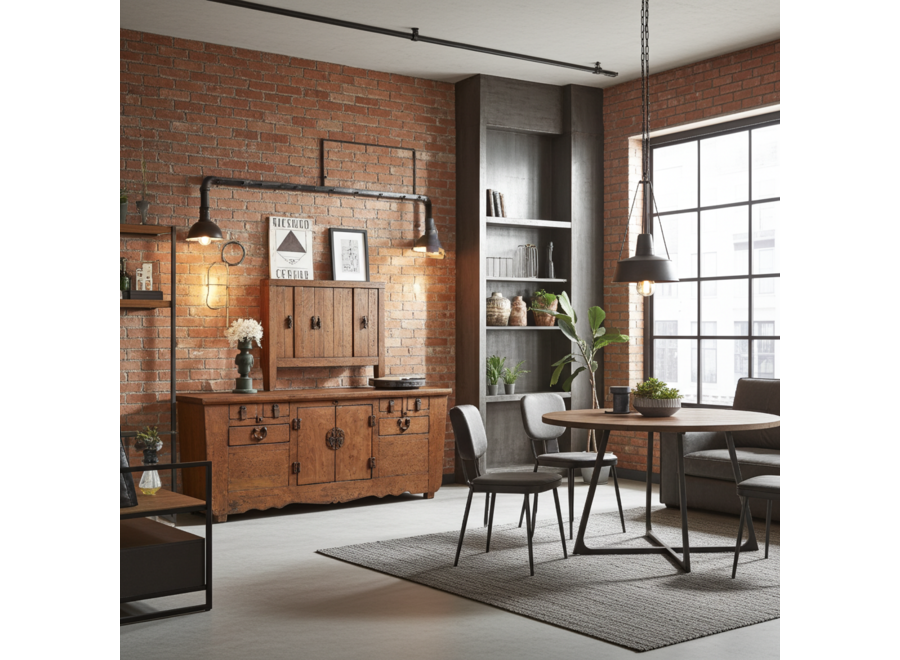 Antikes Chinesisches Sideboard Kommode Braun B190xT53xH73cm