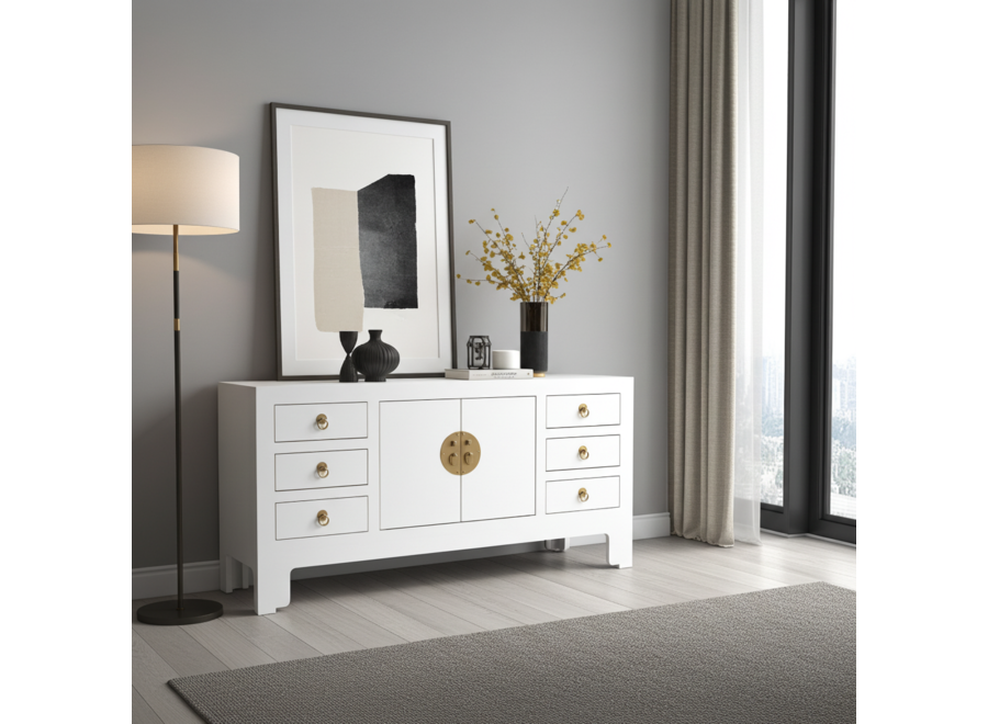 Mobile TV Cinese Bianco Neve - Orientique Collezione L121xP37xA61cm