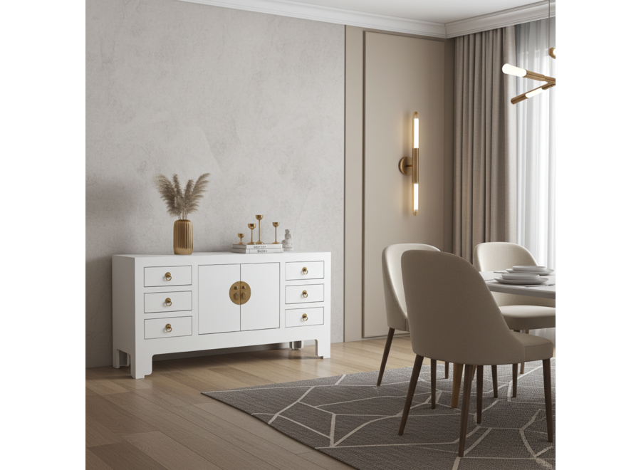 Mobile TV Cinese Bianco Neve - Orientique Collezione L121xP37xA61cm