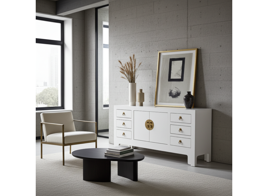 Mobile TV Cinese Bianco Neve - Orientique Collezione L121xP37xA61cm