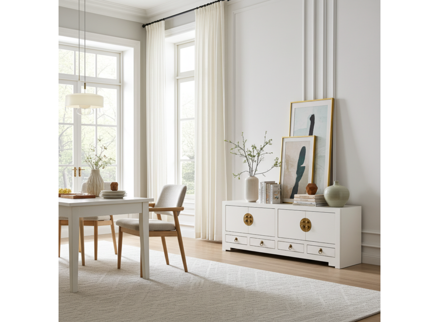 Mueble TV Chino Blanco Nieve - Orientique Colección An130xP40xAl45cm