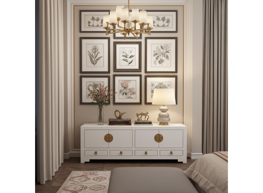 Mueble TV Chino Blanco Nieve - Orientique Colección An130xP40xAl45cm