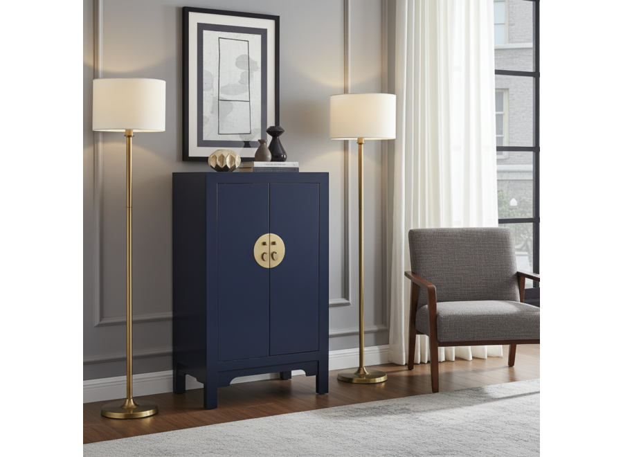 Armoire Chinoise Bleue Nuit - Orientique Collection L70xP40xH120cm