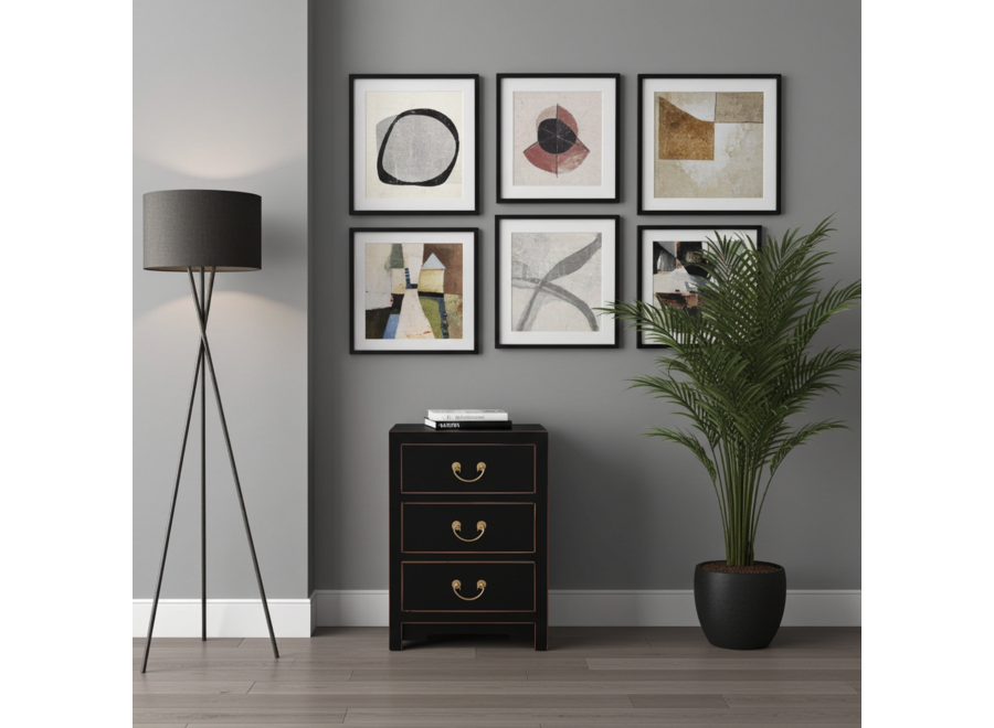 Mesita De Noche China Ónix Negro - Orientique Colección An45xP30xAl60cm