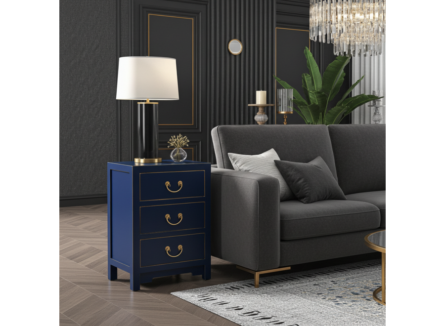 Comodino Cinese Blu Notte - Orientique Collezione L45xP30xA60cm