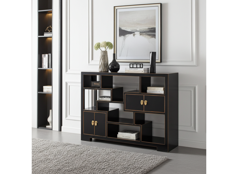 Bibliothèque Chinoise Étagère Ouverte Onyx Noir - Orientique Collection L108xP35xH80cm