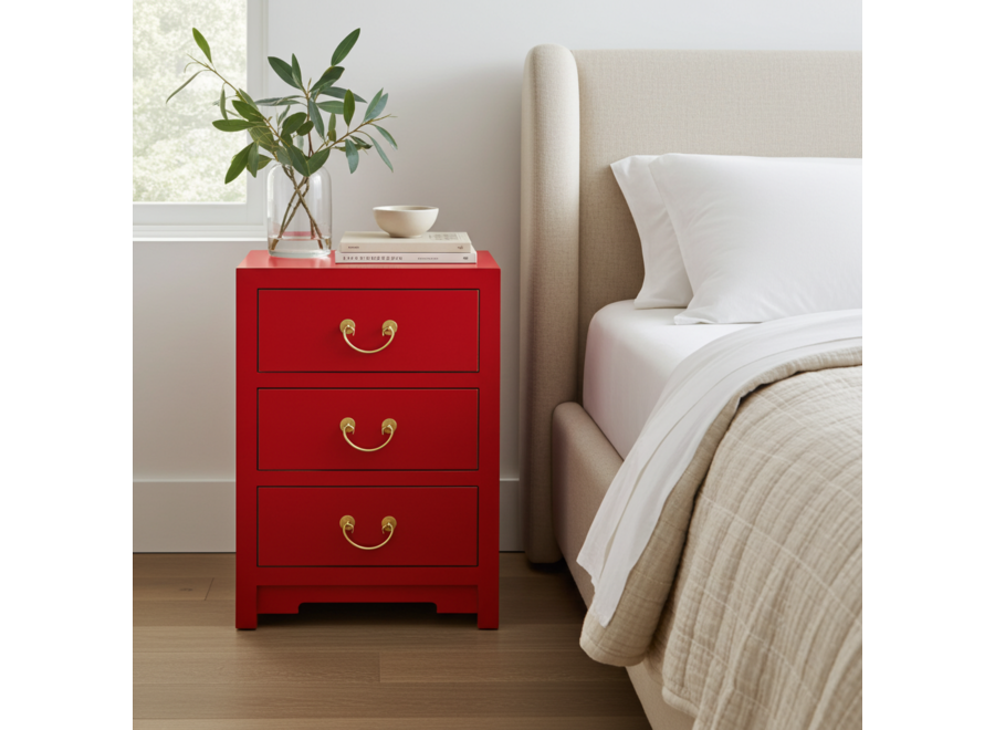Chinesischer Nachttisch Lucky Rot - Orientique Kollektion B45xT30xH60cm