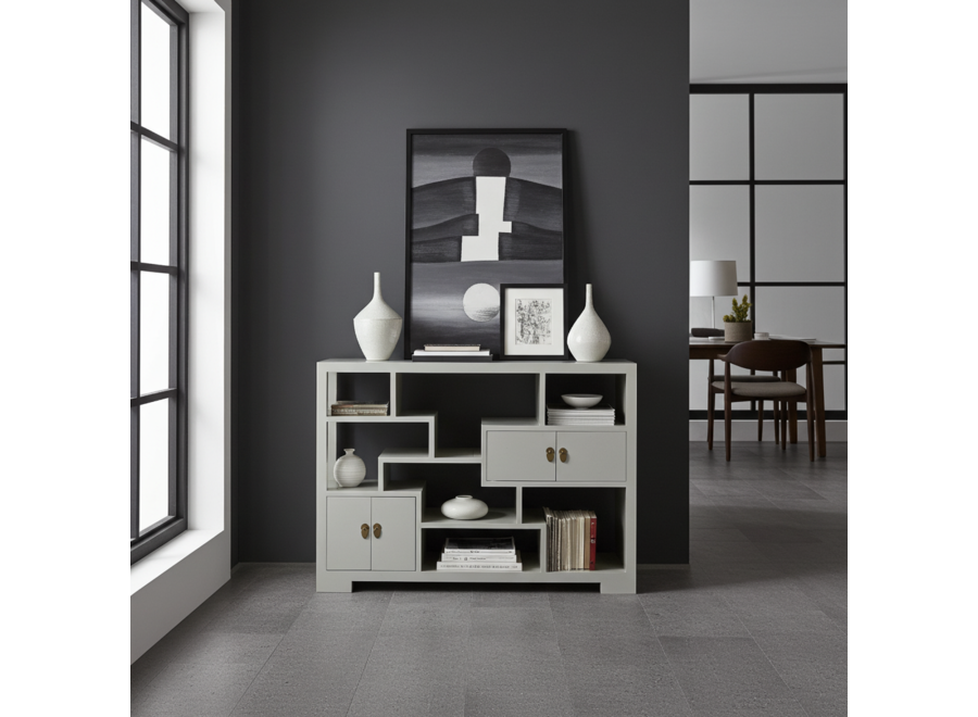 Librería China Mueble Expositor Moonshine Gris - Orientique Colección An108xP35xAl80cm