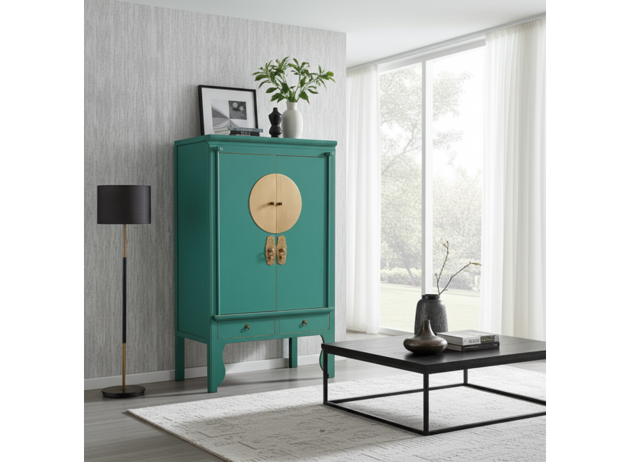 Chinesischer Hochzeitsschrank Blaue Lagune - Orientique Kollektion B100xT55xH175cm