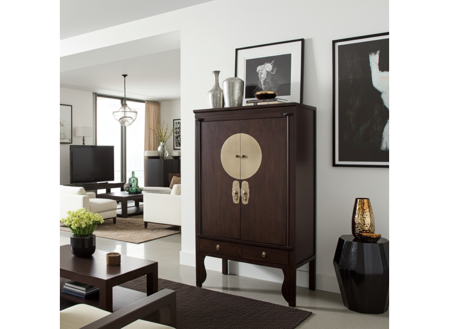 Chinesischer Hochzeitsschrank Earthy Braun - Orientique Kollektion B100xT55xH175cm