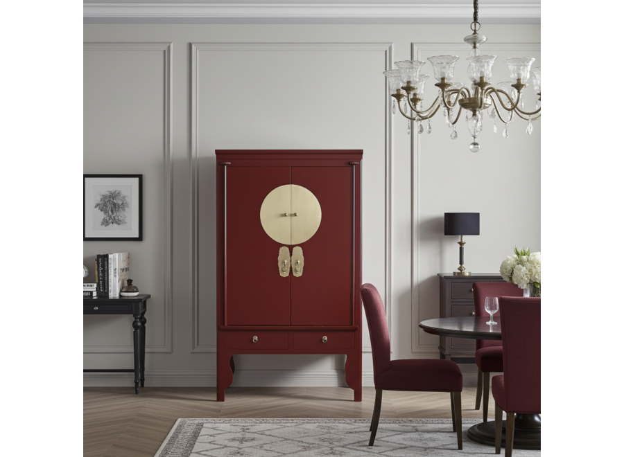 Armadio Nuziale Cinese Scarlet Rosso - Orientique Collezione L100xP55xA175cm