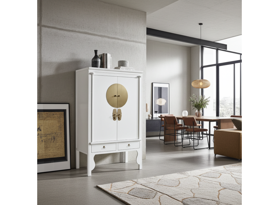 Armoire de Mariage Chinoise Blanche Neige - Orientique Collection L100xP55xH175cm