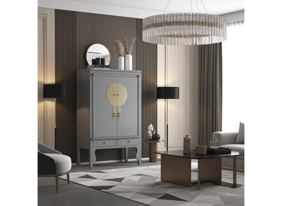 Armadio Nuziale Cinese Grigia Pastello - Orientique Collezione L100xP55xA175cm