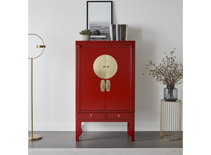 Chinese Wedding Cabinet Lucky Red - Orientique Collection W100xD55xH175cm