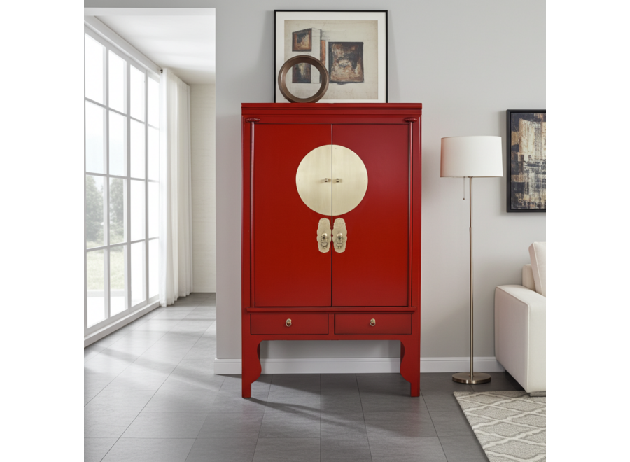 Chinese Wedding Cabinet Lucky Red - Orientique Collection W100xD55xH175cm