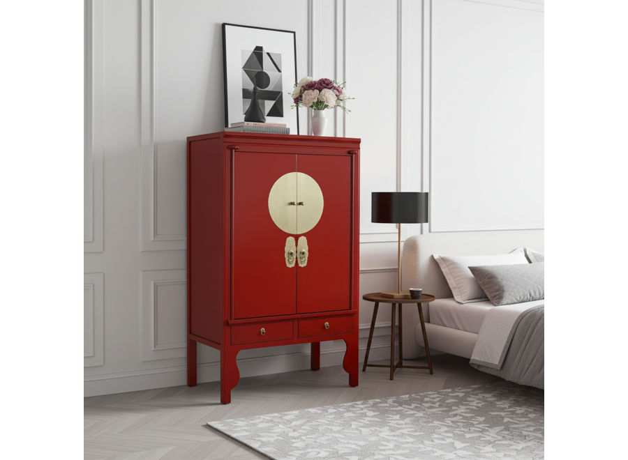 Armoire de Mariage Chinoise Lucky Rouge - Orientique Collection L100xP55xH175cm
