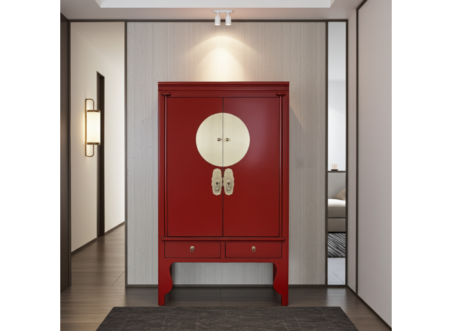 Chinese Wedding Cabinet Lucky Red - Orientique Collection W100xD55xH175cm