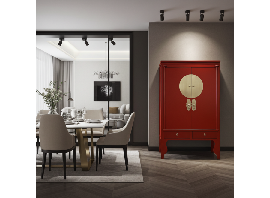 Armadio Nuziale Cinese Lucky Rosso - Orientique Collezione L100xP55xA175cm