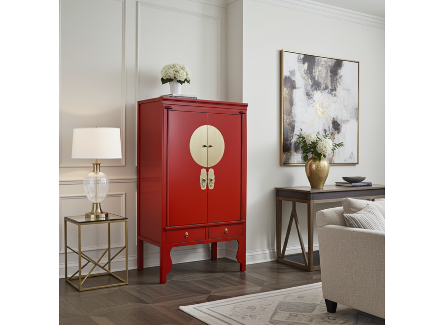 Armoire de Mariage Chinoise Lucky Rouge - Orientique Collection L100xP55xH175cm