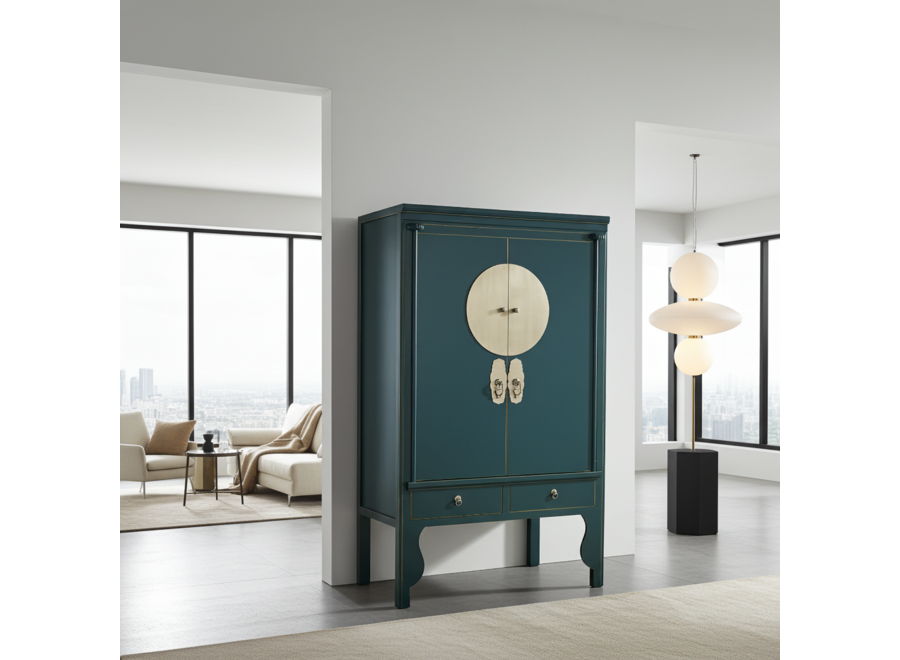 Chinesischer Hochzeitsschrank Blaugrün - Orientique Collection B100xT55xH175cm