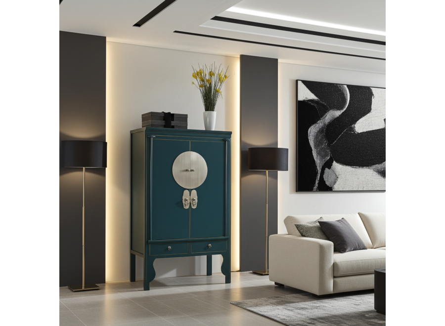 Chinesischer Hochzeitsschrank Blaugrün - Orientique Collection B100xT55xH175cm