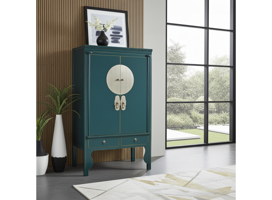 Chinesischer Hochzeitsschrank Blaugrün - Orientique Collection B100xT55xH175cm