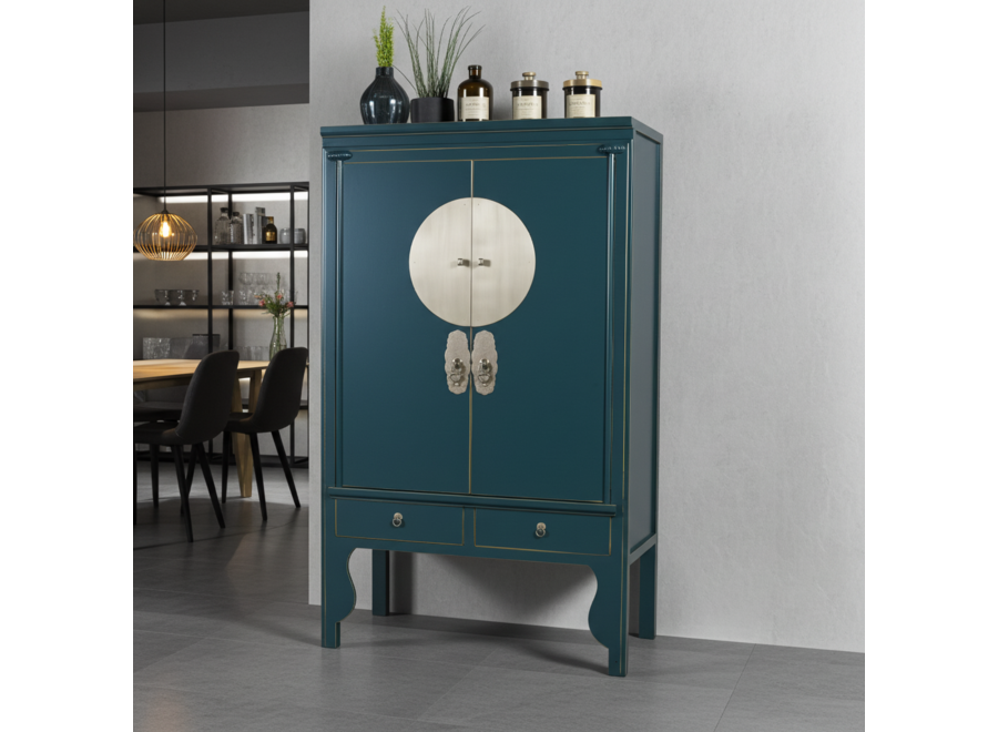 Chinesischer Hochzeitsschrank Blaugrün - Orientique Collection B100xT55xH175cm